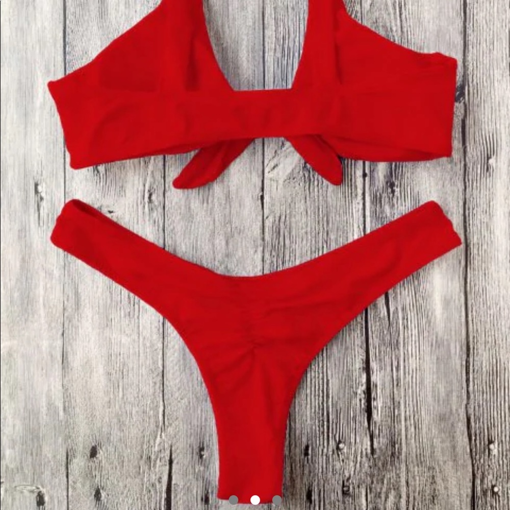 2/$25 Red Knot-Tie Cheeky Bikini 🆕 - Picture 3 of 5
